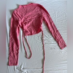 Long sleeve pink backless top